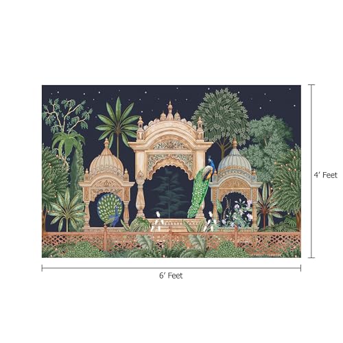 Image of 999STORE Traditional Mughal Garden Dome Indian Wallpaper Ethnic Peacock Wallpaper for Walls Bedroom