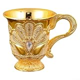 Weinglas aus Zinklegierung im Vintage-Stil mit Retro-Intarsien-Design, Metall-Trinkbecher für Bar Party und Picknick, unzerbrechlicher Cocktailbecher und dekorativer Teebecher (G)