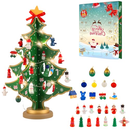 Weihnachtsbaum Adventskalender - Holz Weihnachtsbaum mit 24...