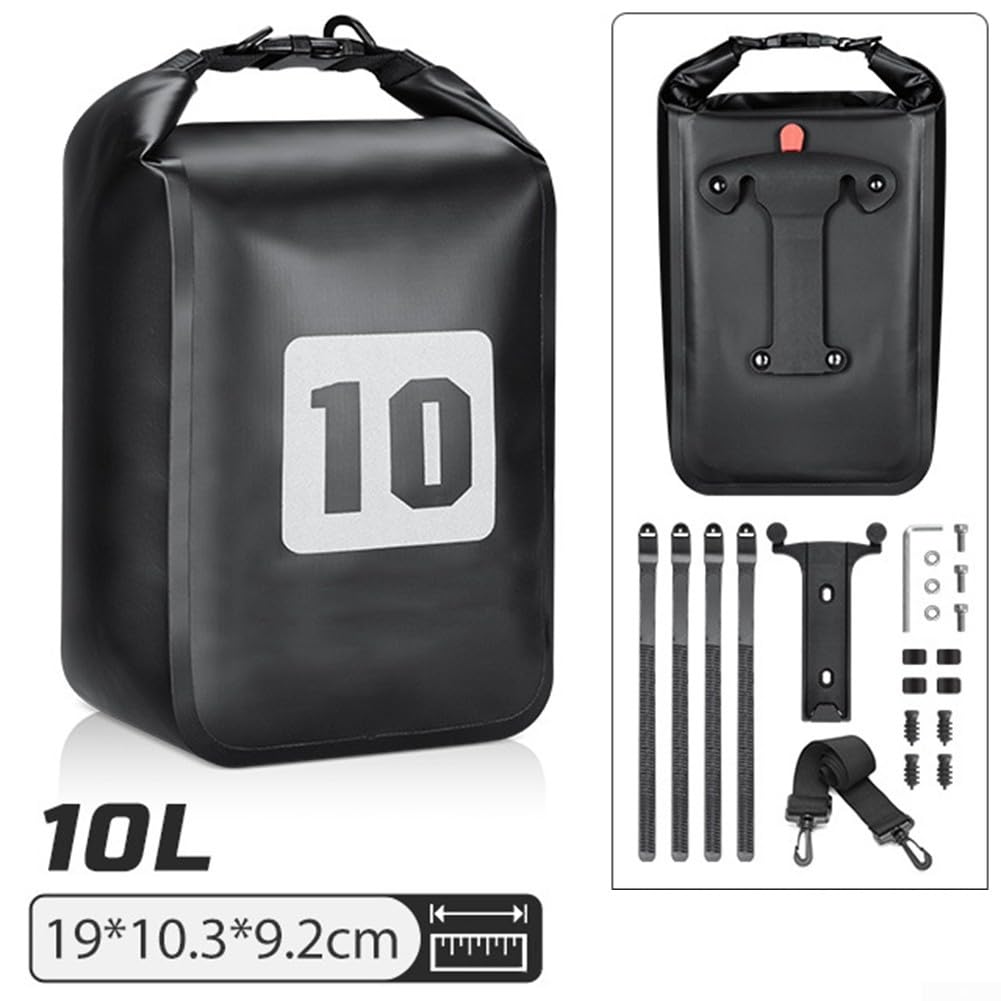 Zoegneer Sac de fourche avant de vélo entièrement étanche 10 L - Sac avant amovible - Sac de voyage longue distance - 19 x 10 x 9,2 cm - Noir