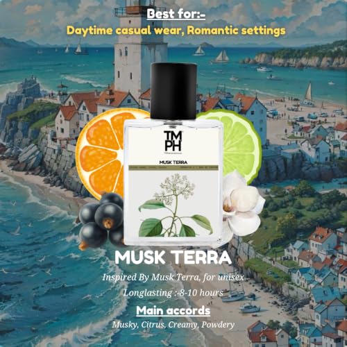 Image of TMPerfumehouse Musk Terra EDP for Men & Women | Musky, Fruity & Long Lasting Perfume Spray | Citrus, Musky & Floral Fragrance | Luxury Gift for Him | TMPH | 50ml