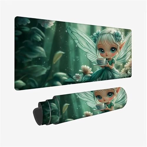 Tapis de Souris Bleu, sous Main Bureau Elfe Tapis Souris XXL 1000x500x3mm Grand Mouse Pad avec Base en Caoutchouc Antidérapante Étanche, Gaming Mouse Pad pour Gamer, Accessoire Bureau Deco Y2-821