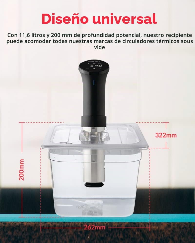 SousVideTools 11.6 Litre Polycarbonate Container - Custom Cut Lid to Suit the Anova Sous Vide Cooker - Clear Cooking Vessel - BPA Free, Non-Stick, and Dishwasher Safe