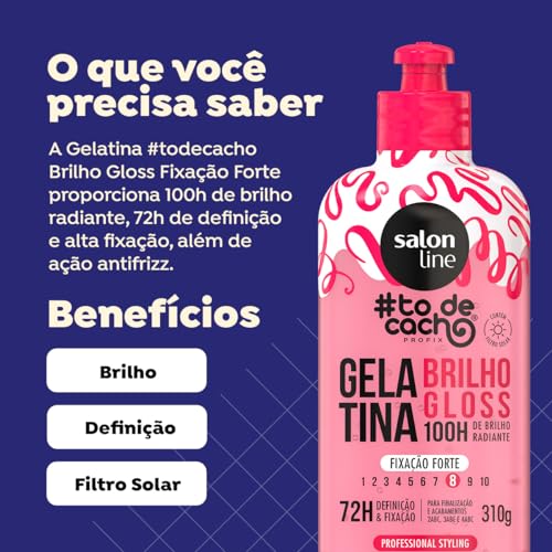 Salon Line, Gelatina, Brilho Gloss, #TodeCacho, Fixação Forte, Vegano - Para Cabelos Ondulados, Cach