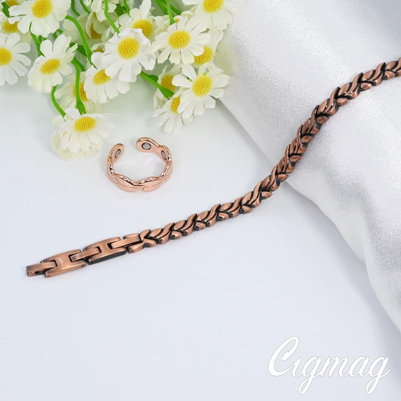 Drainage lymphatique en cuivre pour femme - Aimants ultra puissants - 99 % cuivre pur - Réglable avec outil de retrait et boîte cadeau