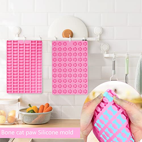 ZIOYA 2 Stück Backmatten für Hundeleckerlies Mini Silikonform Hundeleckerli zur Herstellung von Schokolade, Fudge, DIY-Backen und Leckereien für Haustiere (Rosa)