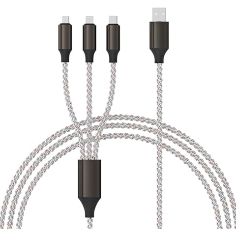 ISAIBELL Multi Color Charging Cable 2Pack 4FT 4 in 1 Nylon Braided USB Fast Charging Cord Adapter Type C Micro Port Compatible Cell Phones Tablets (1, 4FT) Cover