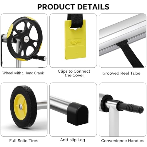 image for VINGLI Pool Cover Reel Set Pool Solar Cover Reel for Inground Swimming