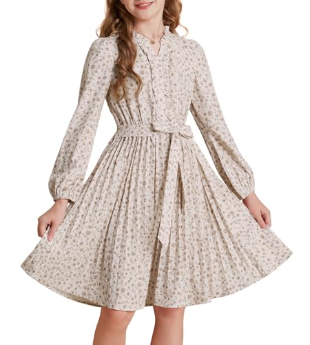 GRACE KARIN Girl Fall Long Sleeve Dress Size 10-12 Teens Floral Party Fashion Holiday Casual Pleated Dresses