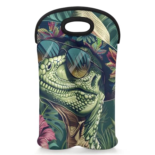 GzLeyigou 2 Bottles Animals Dinosaurs Wine Bag Sleeve Totes Neoprene Protective Wine Carrier Bag for Wine,Water, Champagne, Beer, Baby Bottles,Gift 14.5 x 10 Inches