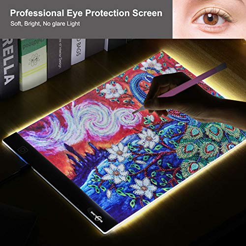 LED Light Pad for Diamond Painting - A4 Tracing Light Box Tracer Board, USB Power, Dimmable Brightness for Weeding Vinyl, Art Drawing, Sketching, Animation