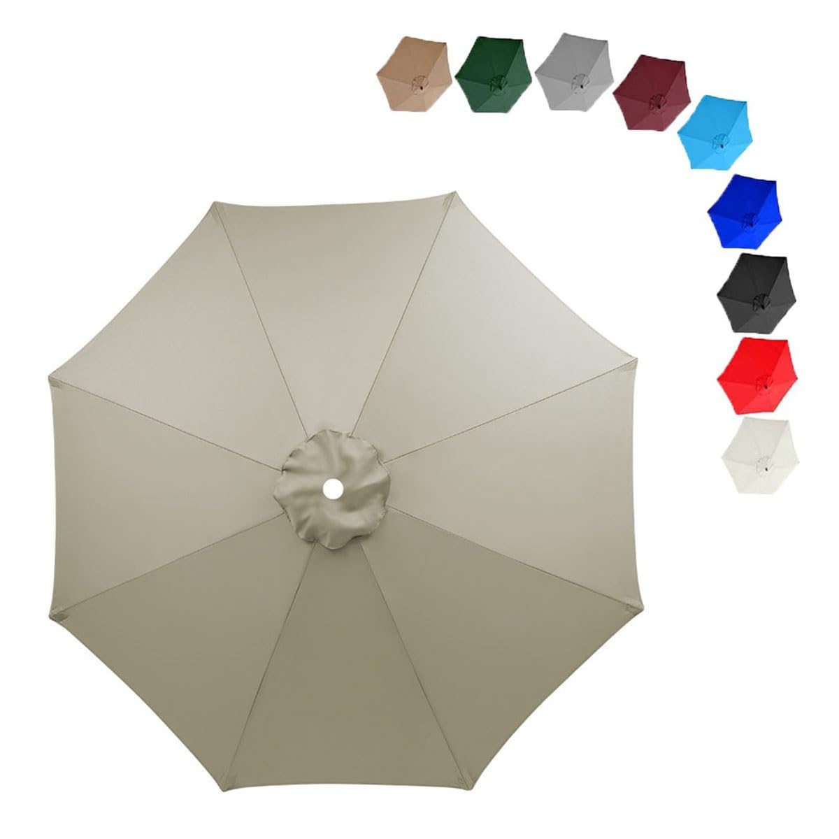 MObyat 230cm/270cm/300cm Patio Umbrella Replacement Canopy, 8 Ribs UV Protective Replacement Parasol Fabric Cover, Waterproof, Fade Resistant, Topp, 230cm — image 1