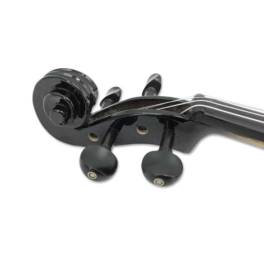 ModouString Acoustic Viola, 15 inch, 4 String, Handmade Maple Spruce Wood, Ebony Fittings, with Case, Bow (Black)
