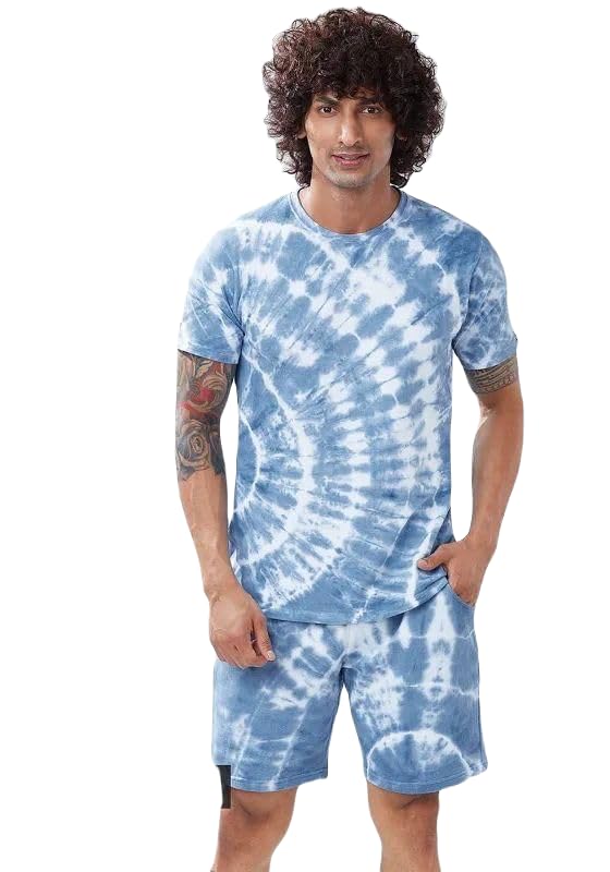 KALAKARI Men's Night Dress Multi Printed Cotton Short Night Suit Set