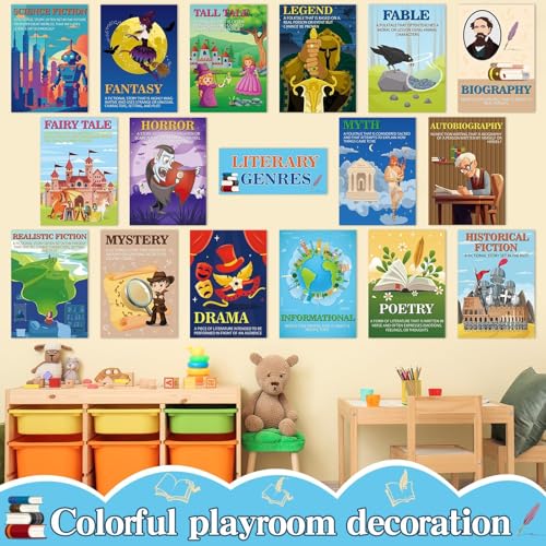 17 peças de gêneros literários pôsteres para sala de aula literária quadro de avisos leitura gênero