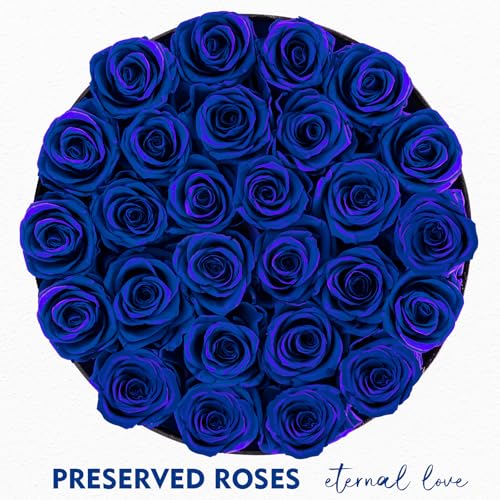 Impouo Forever Flowers, 27 Roses in A Box, Real Preserved Roses, Birthday Gift for Women, Mother's Day, Anniversary, Red Rose (Blue, 27 Rose) by Impouo - Image 3