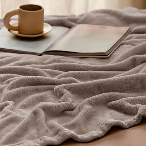 Image of Bedsure GentleSoft Fleece Bed Blankets Queen Size Mocha Brown - Soft Lightweight Plush Fuzzy Cozy Luxury Blanket Microfiber, 90x90 inches