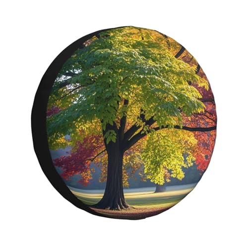 Funda impermeable para llanta de repuesto, protectores de ruedas con diseño de árbol colorido, funda antipolvo para llanta de repuesto, funda universal para llanta de repuesto, apta para remolque, car