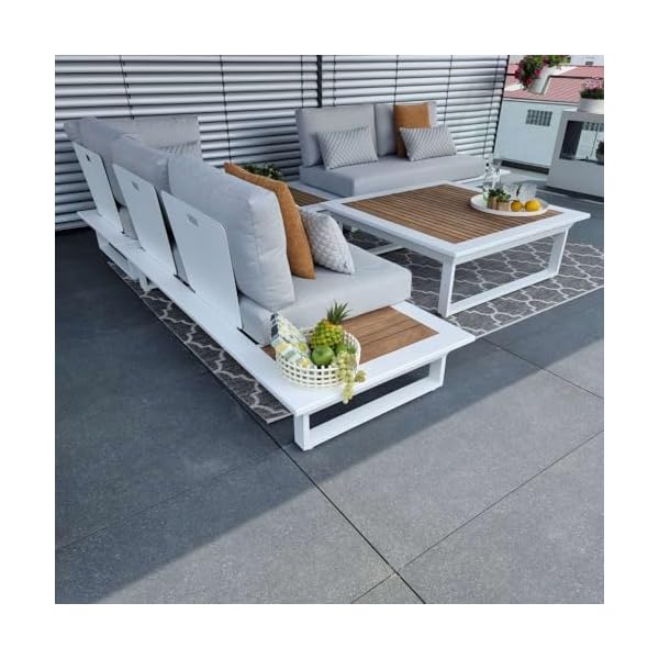 ICM Gartenlounge Set Cannes Aluminium Teak Weiß