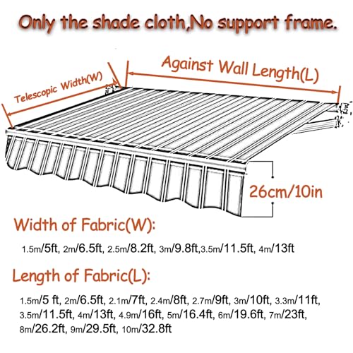 Bâche auvent rétractable 2,5 x 4 m en polyester lourd durable - 3