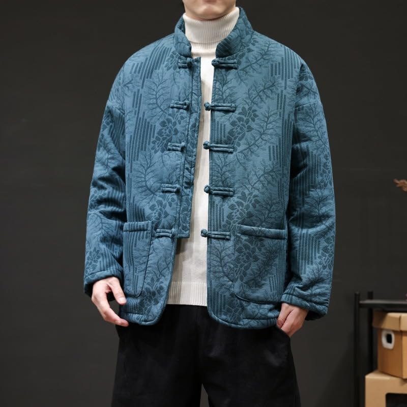Men's Winter Chinese Style Cotton Padded Coat, Retro Warm Tang Suit Jacket3