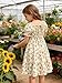 Toddler Girl Dress Short Sleeve Kids Floral Smocked Square Neck Beach Sundress | Summer Fashion Dresses (Brown Floral, 2-3T)