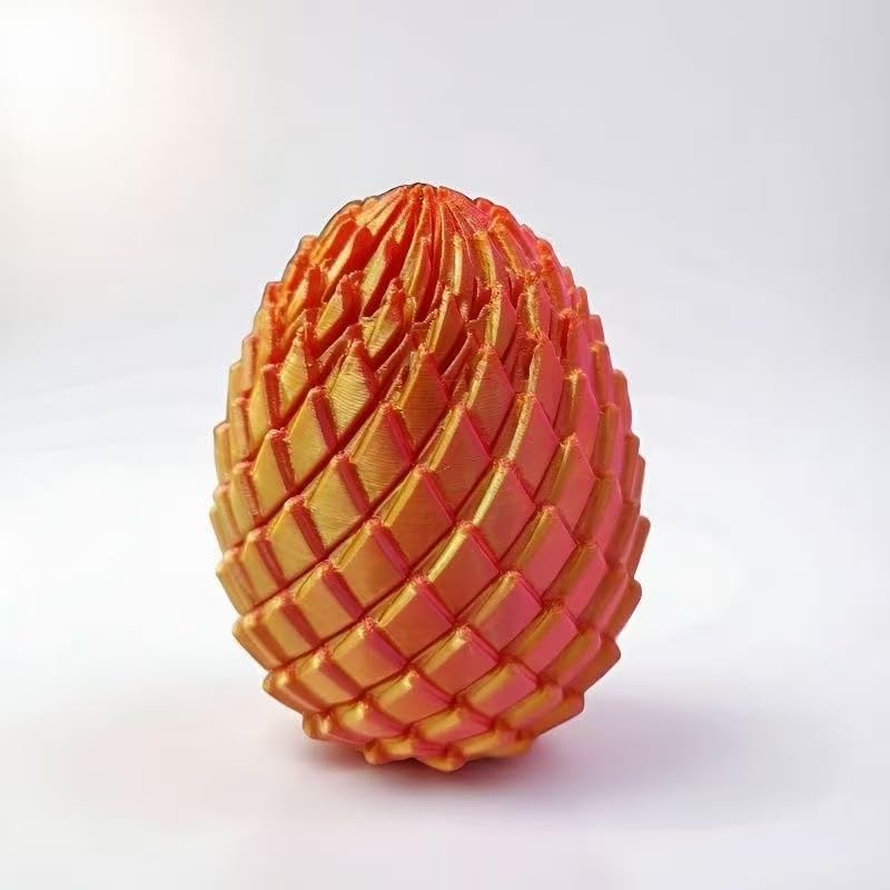 3D Dragon Egg Fidget Toy for Adults, Decompression Stress Relief Ball, Shape-Changing Deformation Puzzle Sphere, Orange (Large-7.5cm)