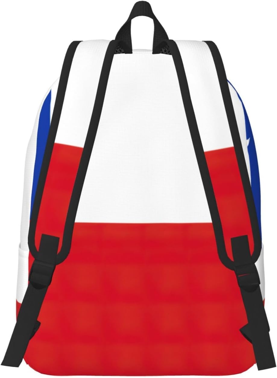 Flag Of Chile Print Canvas Laptop Backpack Outdoor Casual Travel Bag Daypack Book Bag For Men Women
