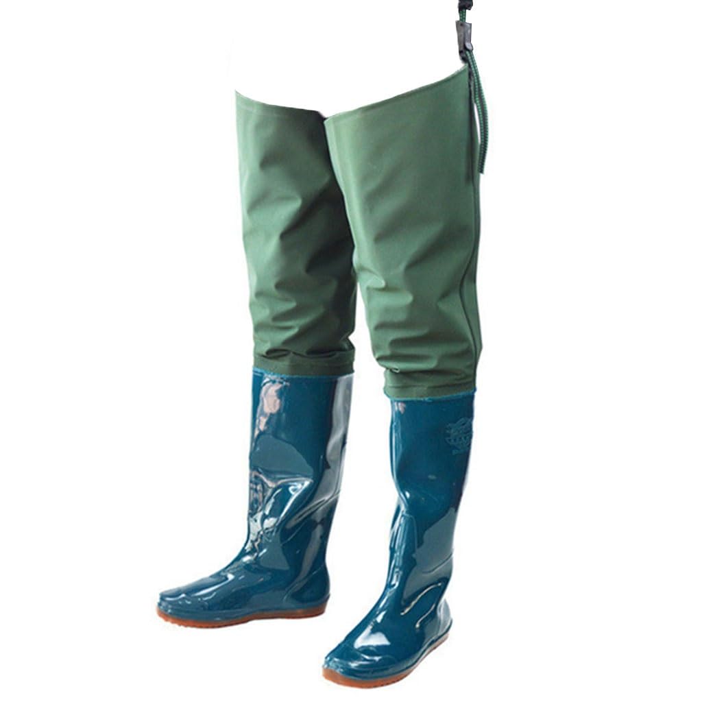 IBOWZ Vadeadores de Pesca Botas de Pesca hasta la Rodilla y la Cadera de 80 cm de Altura, de PVC, para Adultos, con Hebilla Ajustable, adecuadas para pies de Entre 22 y 28,5 cm
