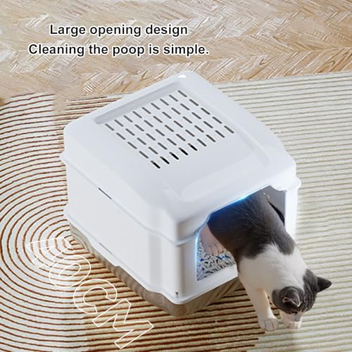 Arenero cerrado de acero inoxidable para gato Luocute miniatura 7