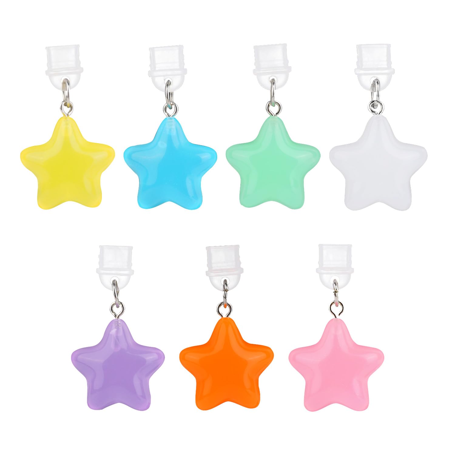 7 Bouchons Anti-poussière Phosphorescents USB-C / Type-C En Forme D'étoiles - 7 Couleurs Pour Kindle, Téléphones, PC
