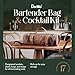 Barillio Bartender Kit Bag with Cocktail Shaker Set - Waxed Canvas, Traveling Bar Tools Bag with 17-Pc Cocktail Kit - Travel Mixology Bartending Kits - Mobile Bar Roll with Strap & Accessories