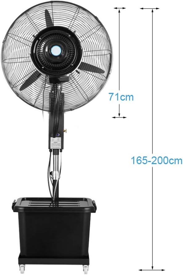 Oscillating Pedestal Fan Cooling Misting Spray Adjustable Height 3-Speed/42L Water Tank Large for Industrial, Commercial, Residential, and Greenhouse