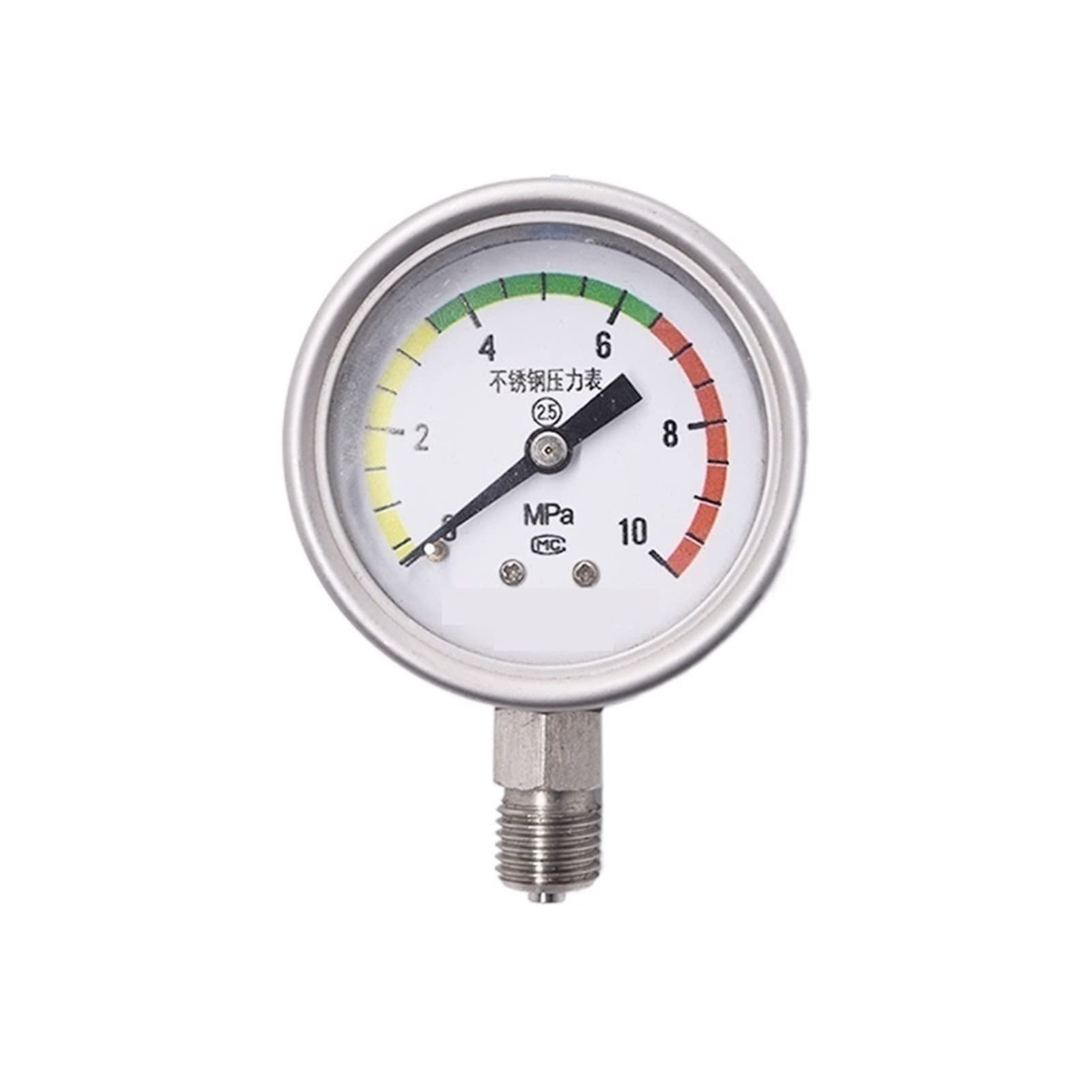 Messwerkzeug Druckmesser Ölgefüllter Druckmessgerät stoßfestes Edelstahl-Manometer (Color : Blanco, Size : 0~60)