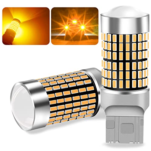 UPXSXT 2Pcs t20 canbus lampara led wy21w ámbar sin hiper flast, 7440 12-24V 23W 144SMD Bombillas impermeables superbrillantes para intermitentes