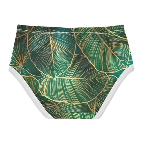 Tropical Leaves Gold Dark Green Teal Panties for Girl Girls Underwear Toddler Cotton Florals Underpants Briefs 2t2