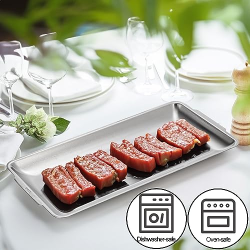 Zenfun Z-STAINLESSSTEELTRAY-3PCS 3 Packs 304 Stainless Steel Serving Platters, Rectangle Metal Dinner Plates With Handles, Decorative Organizer Trays thumb #4