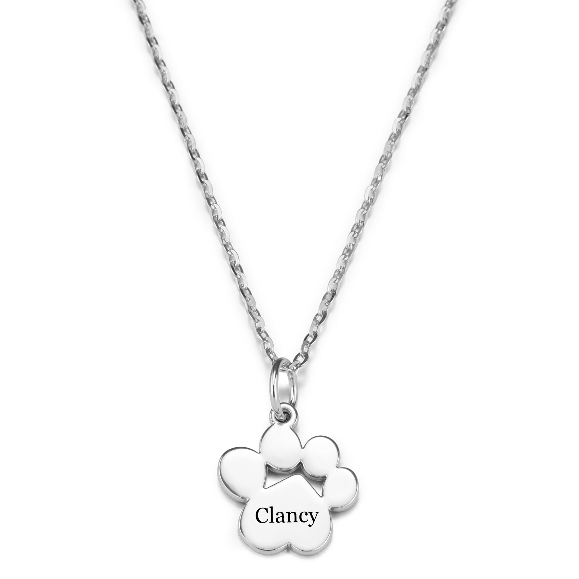 INBLUE Collar Personalizado Conmemorativo para Mascota, Colgante Pata de Perro para Mujer, Joya con Huella Grabada Nombre, Acero Inoxidable/Plata de Ley, Regalo para Amantes Mascota