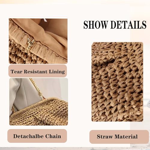 Straw Clutch Purse for Women Cloud Dumpling Pouch Beach Crossbody Shoulder Bag Summer Beach Clutch Woven Handbag4