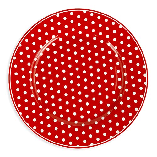 Servizio di 6 piatti piani in porcellana a pois di forma rotonda. Porta un tocco di eleganza e stile Shabby chic in cucina e in sala da pranzo, una scelta perfetta per pranzi in famiglia o cene informali.