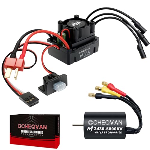 CCHEQVAN 2430 5800KV Brushless Motor with 35A ESC Combo, Surpass Waterproof Hobby Sensorless Motor...