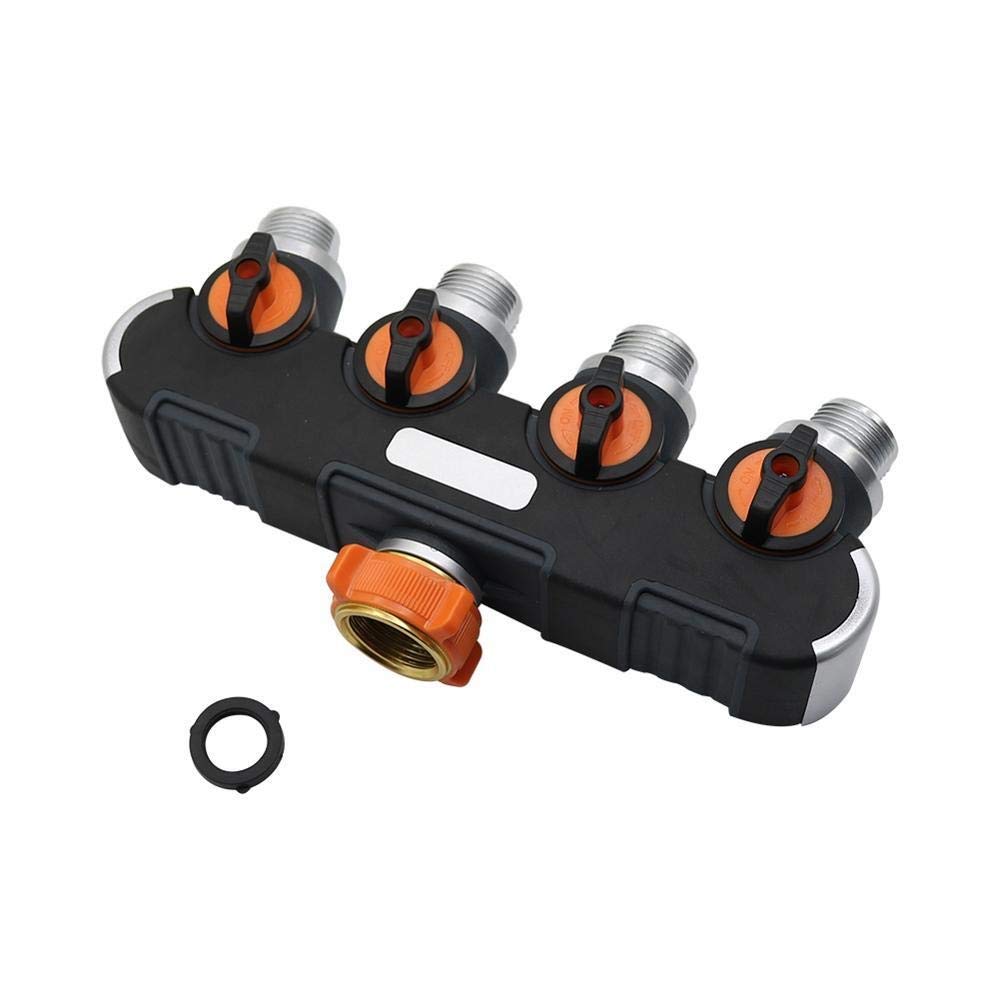 Adaptador de Conector de Manguera, 1 Pieza, Cabeza Hembra de 3/4 de Pulgada a Roscaho, Divisores de Manguera Deua de Jardín de 4 Vías con Válvula, Accesorio para Grifo de Tubería de Riegorícola