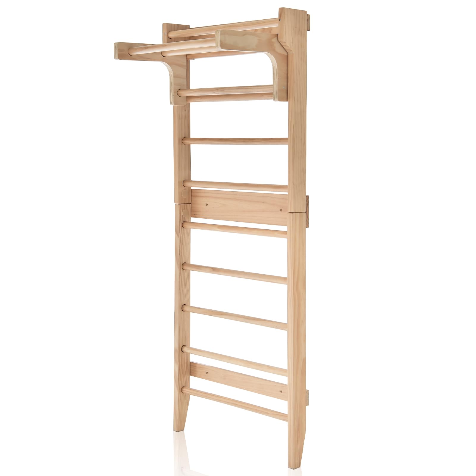 GYMAX Spalliera Svedese Scala Svedese in Legno Massiccio con Barra di Trazione