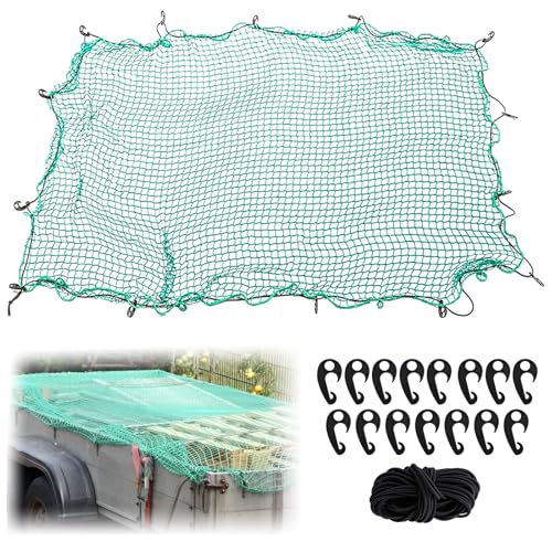 WOPPLXY Cargo Net 6.5ft X 10ft - 2M x 3M Heavy Duty Cargo Net for Van - Bungee Net for Pickup Truck Bed with 15 PCS Hook and 10M Elastic Cord
