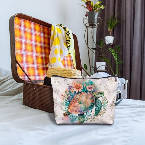 Sea Turtle Makeup Bag- Sea Turtle Gifts for Turtle Lovers Women Girls Friends, Turtle Cosmetic Bag for Purse Travel Bag, Turtle Zippered Bag for Women3