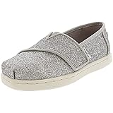TOMS Girls Espadrille Loafer Flat, Silver, 4 Toddler