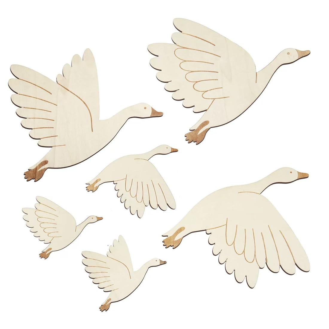 6 Pièces Autocollant Mural Enfant Cygne Décoration Murale en Bois pour Chambre d'Enfant Décoration Bricolage DIY Peinture Artisanat Murale De La Maison