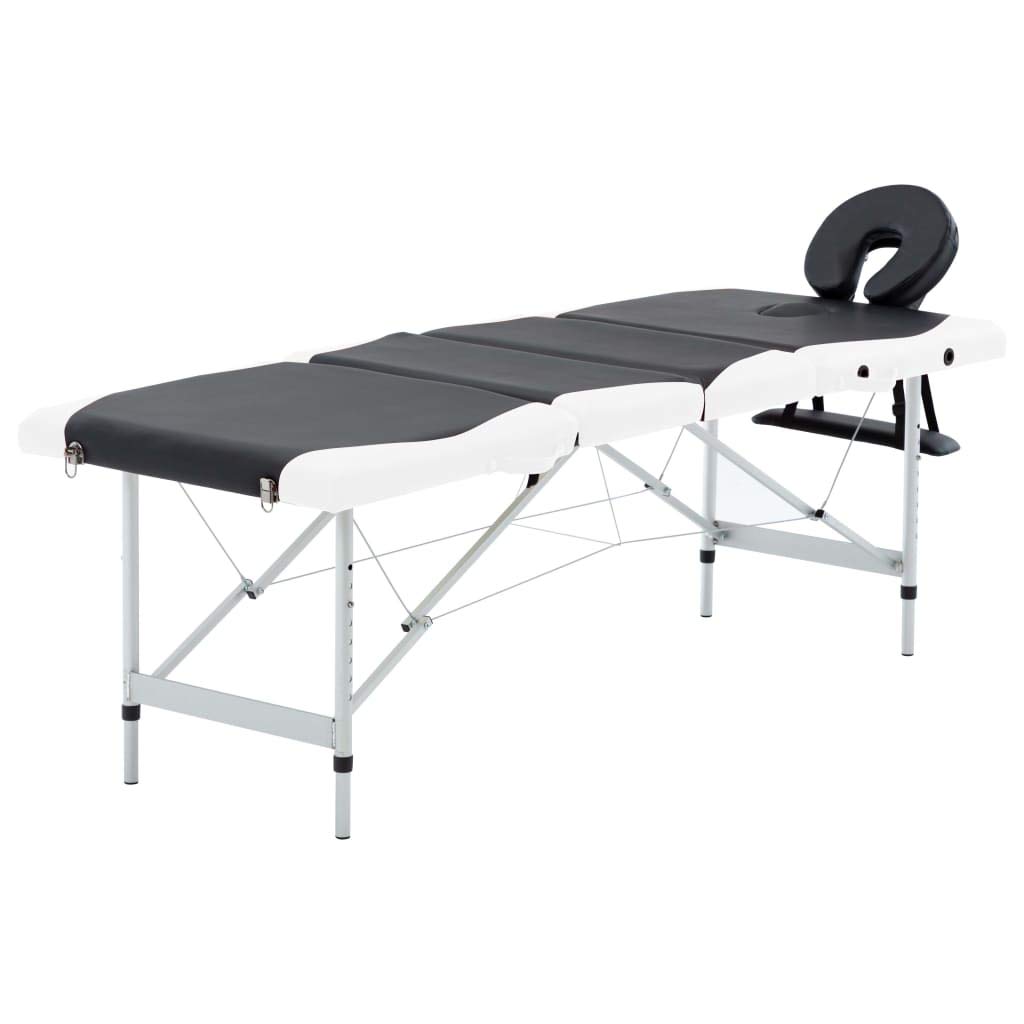 aphrophina Foldable Massage Table for Ultimate Relaxation and Comfort, Adjustable Height and Portable Design, Black and White