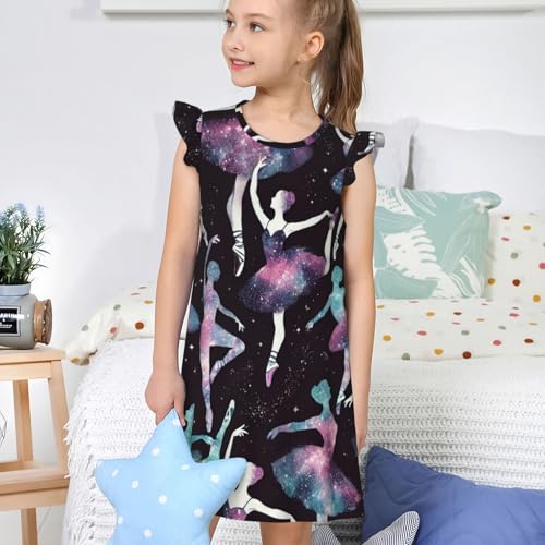 Augenstern Flutter Sleeve Nightgown Pajama Gown Galaxies-Ballet-Dancers Easy Pull-On Sleepwear Nightdress4