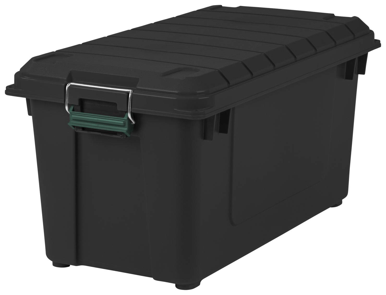 Remington 21 Gallon Loackable WEATHERTIGHT Storage Totes with Lids, Heavy-Duty Durable Stackable Containers, Green Lid, Large Garage Organizing Bins, Rugged Sturdy Equipment Utility Tool Box